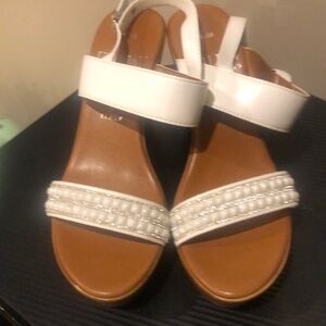 Italian Shoemaker white heeled sandal.